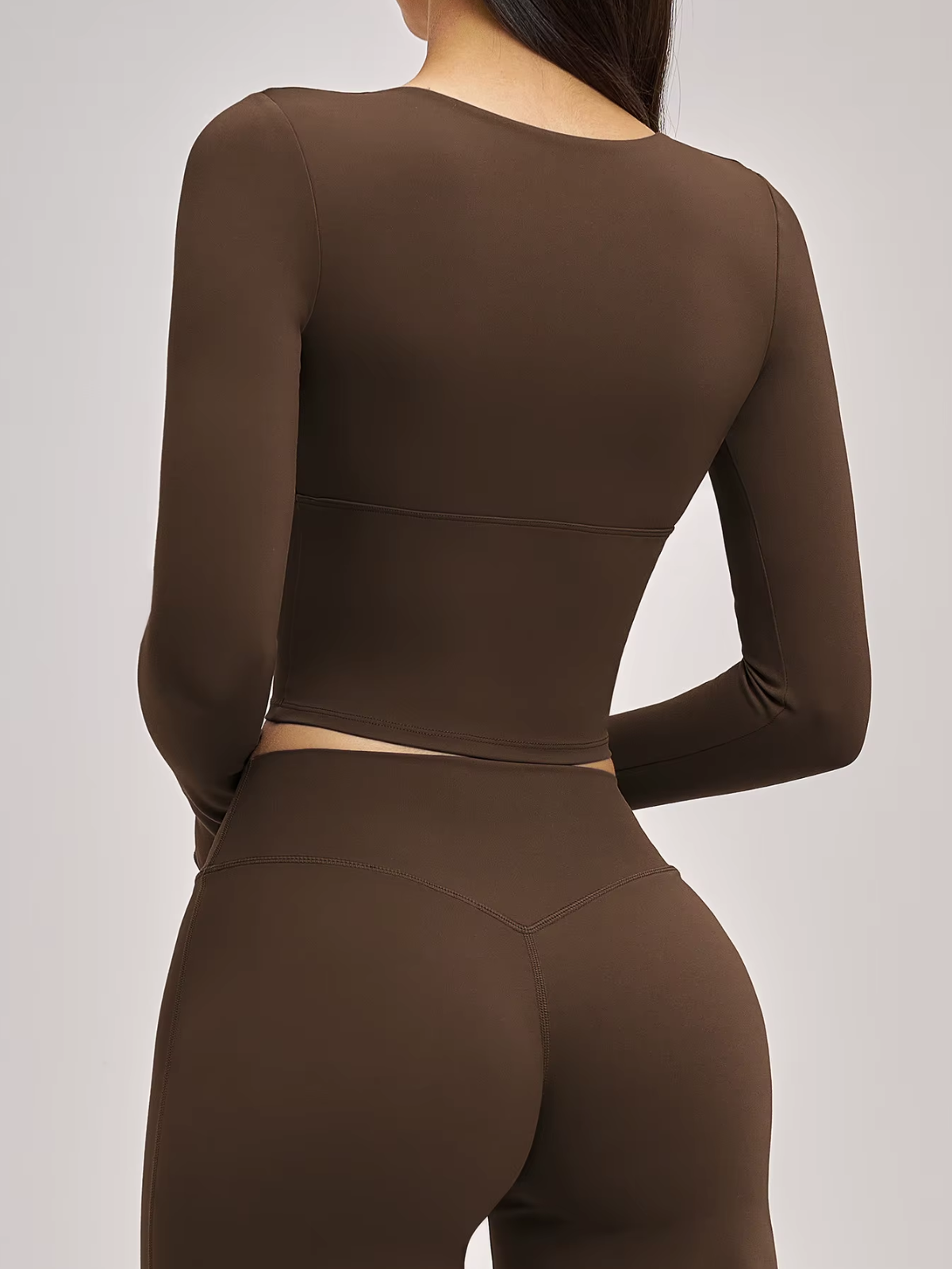 Twist Front Wrap V-Neck Long Sleeve Cropped Top