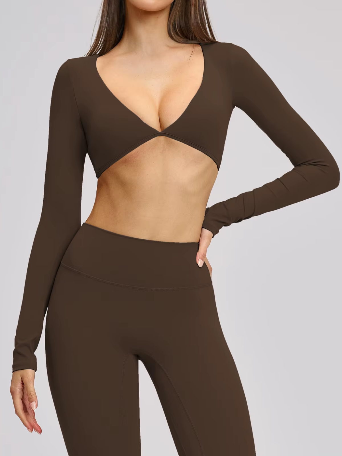 Open Front Cropped Long Sleeve Bolero Top