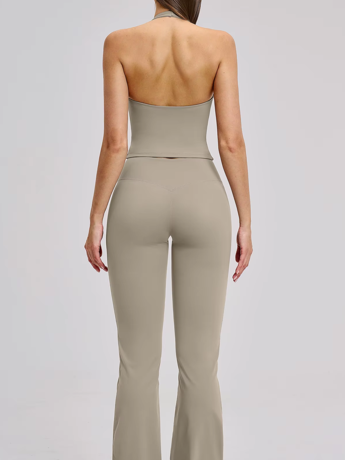 Deep V-Neck Halter Cropped Tank Open Back