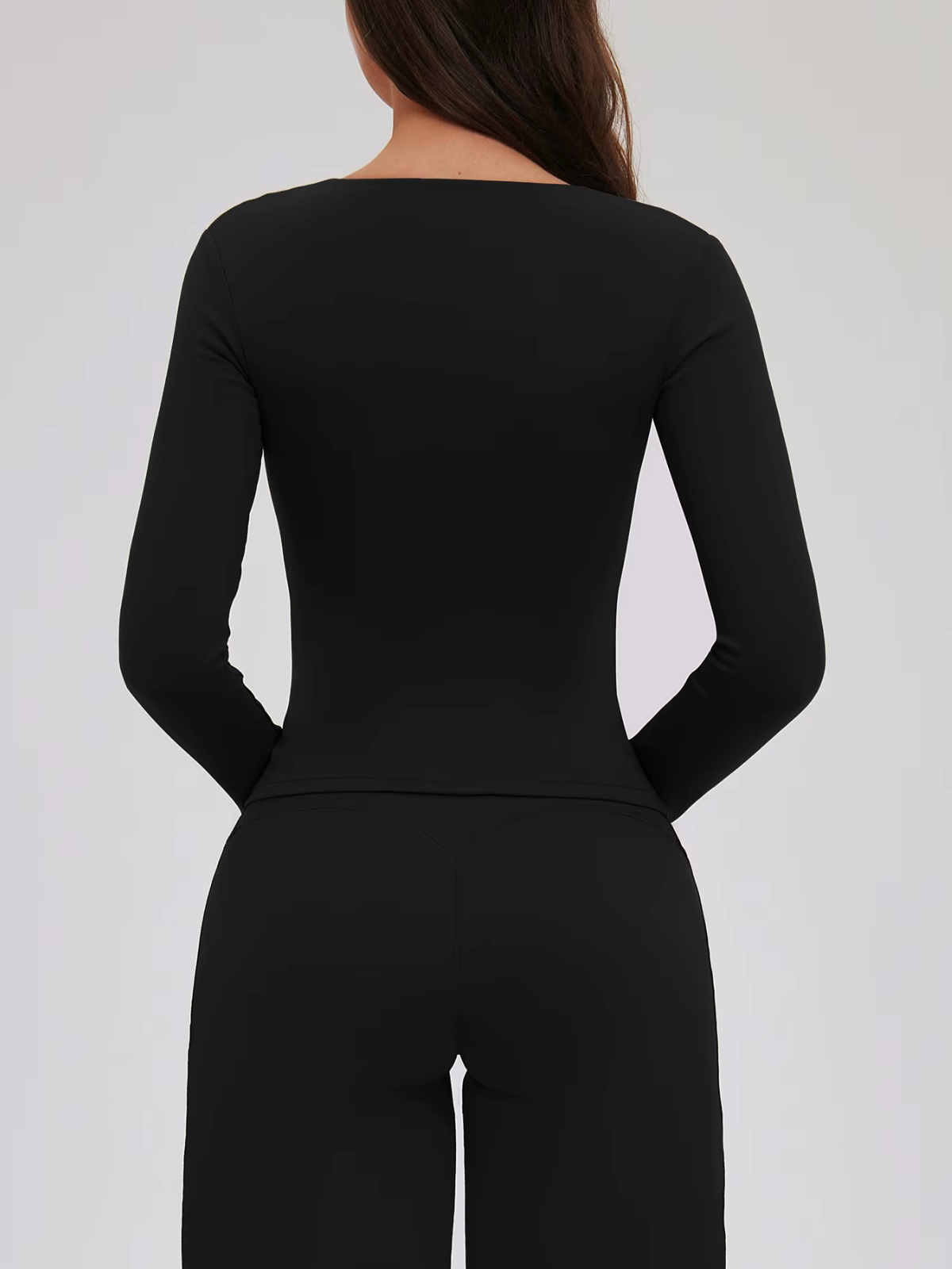 V-Neck Wrap Cross Long Sleeve Cropped Top