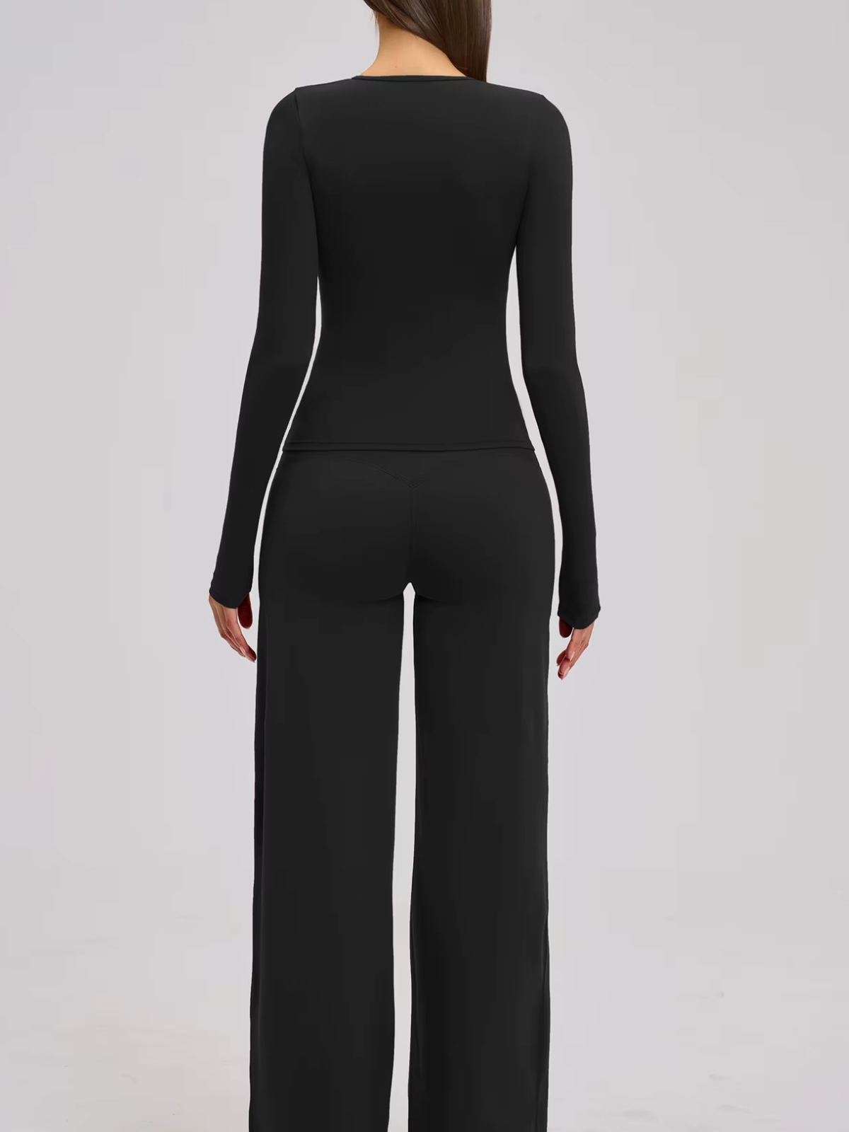 Crew Neck Cropped Long Sleeve Top