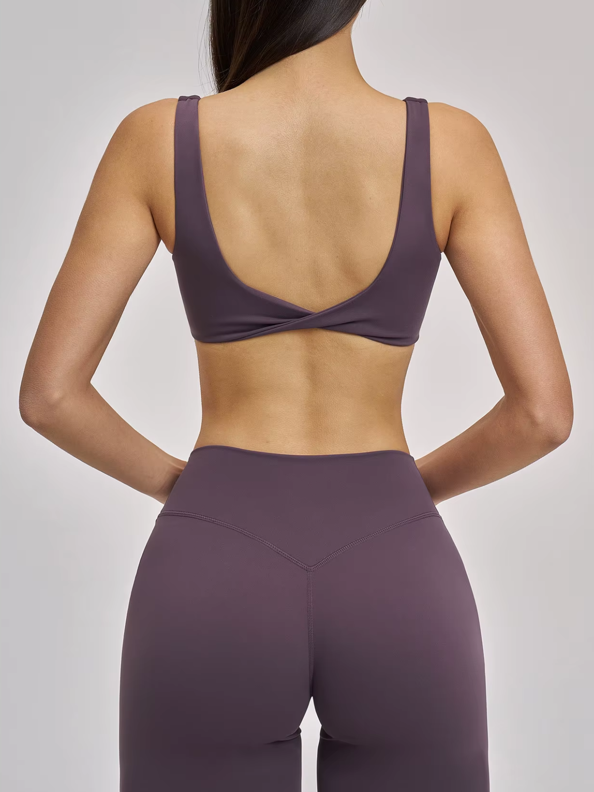 V-Neck Scrunch Front Open Back Sports Bra