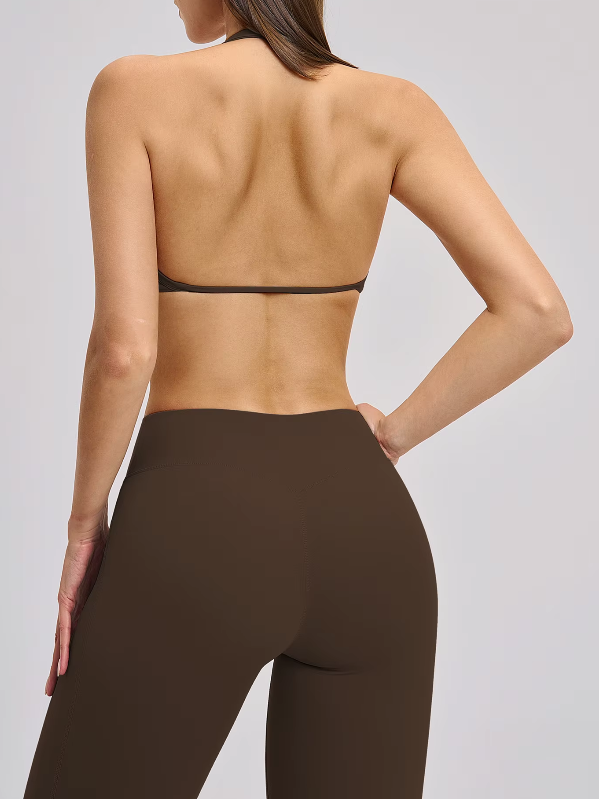 V-Neck Open Back Halter Sports Bra