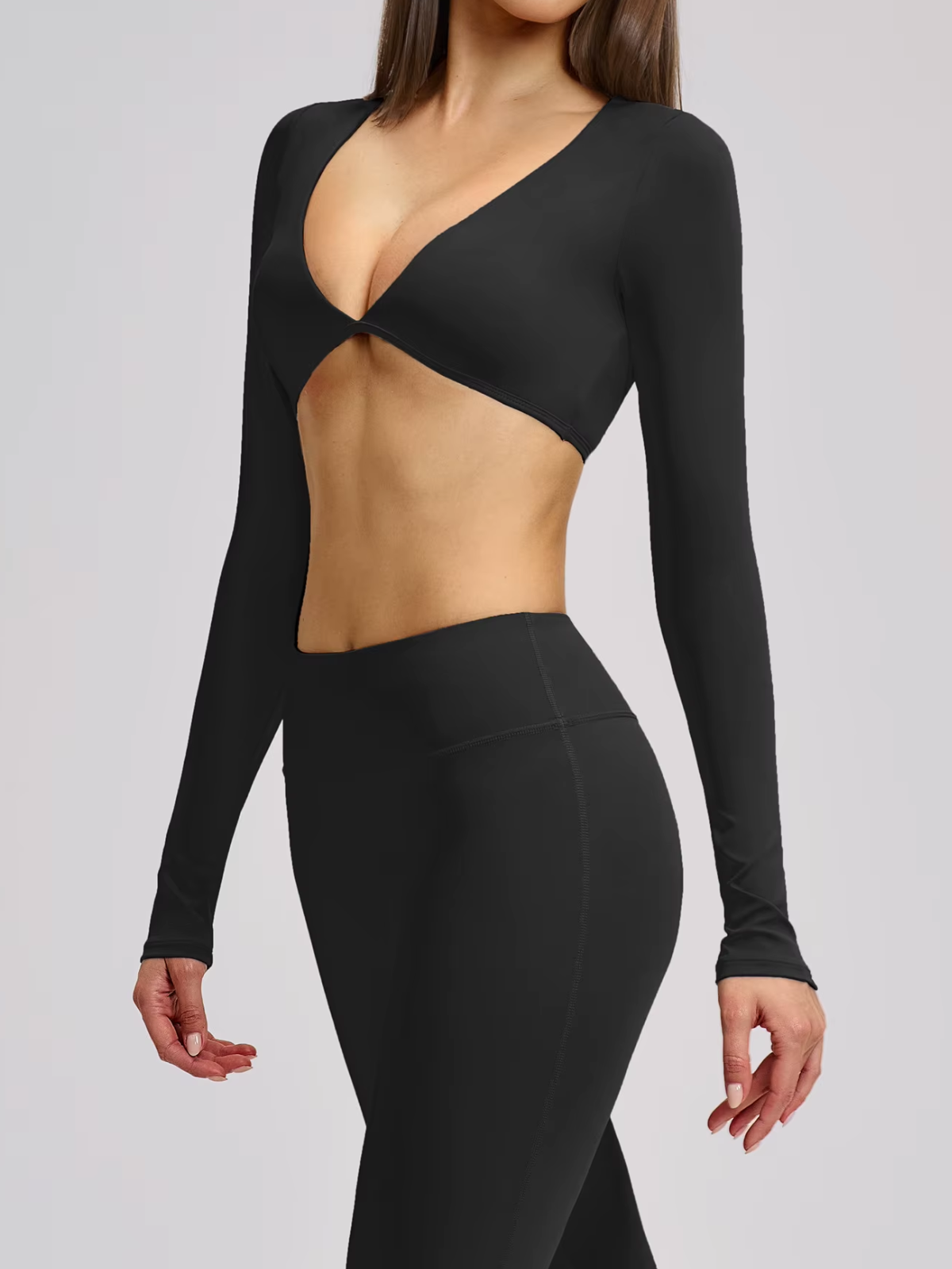Open Front Cropped Long Sleeve Bolero Top
