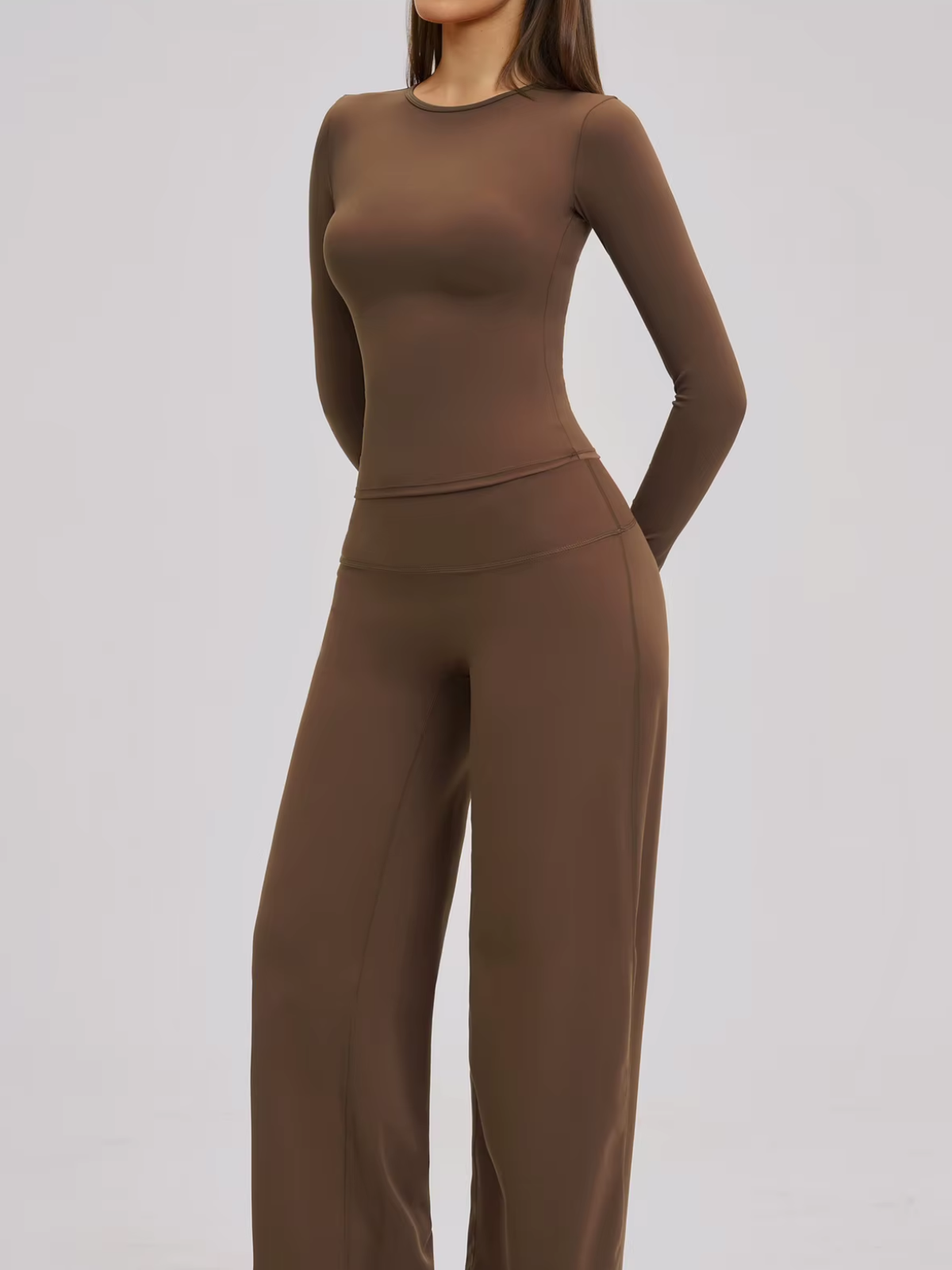 Crew Neck Cropped Long Sleeve Top