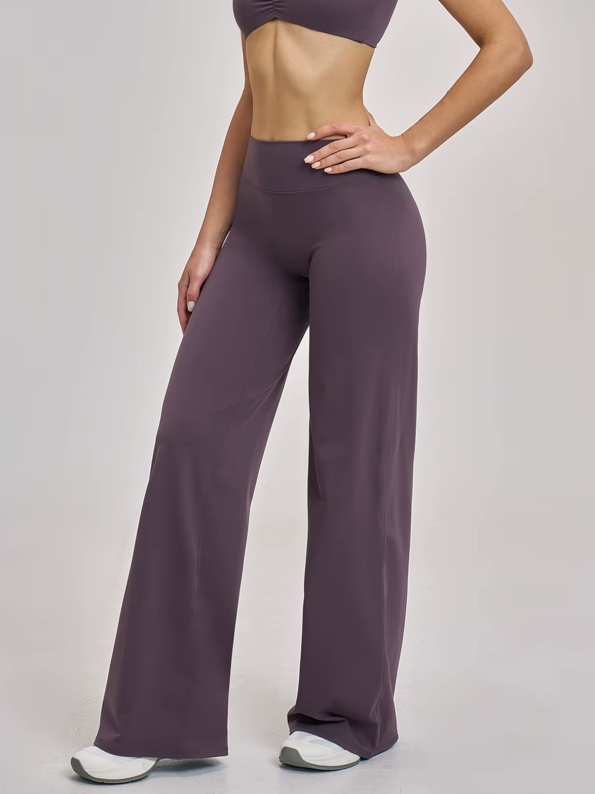 High Waist Flare Leg Full Length Pants
