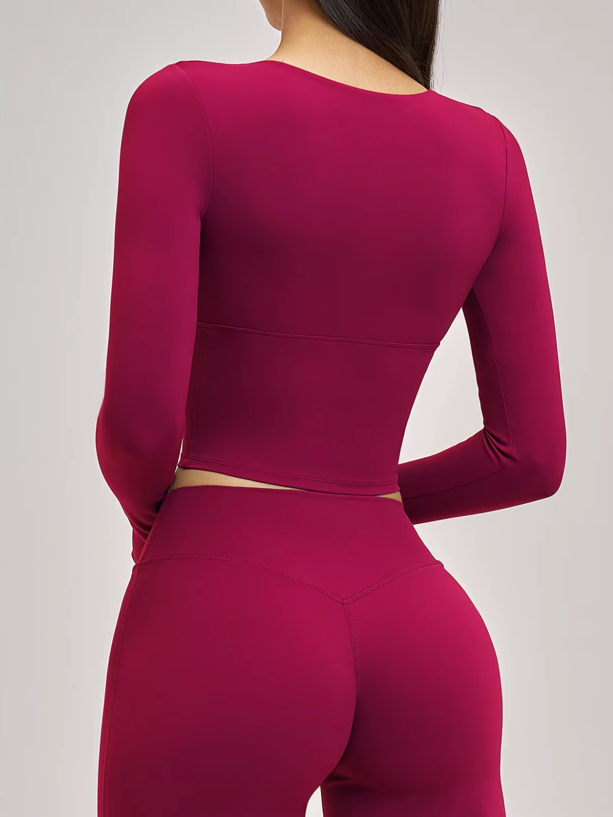 Twist Front Wrap V-Neck Long Sleeve Cropped Top