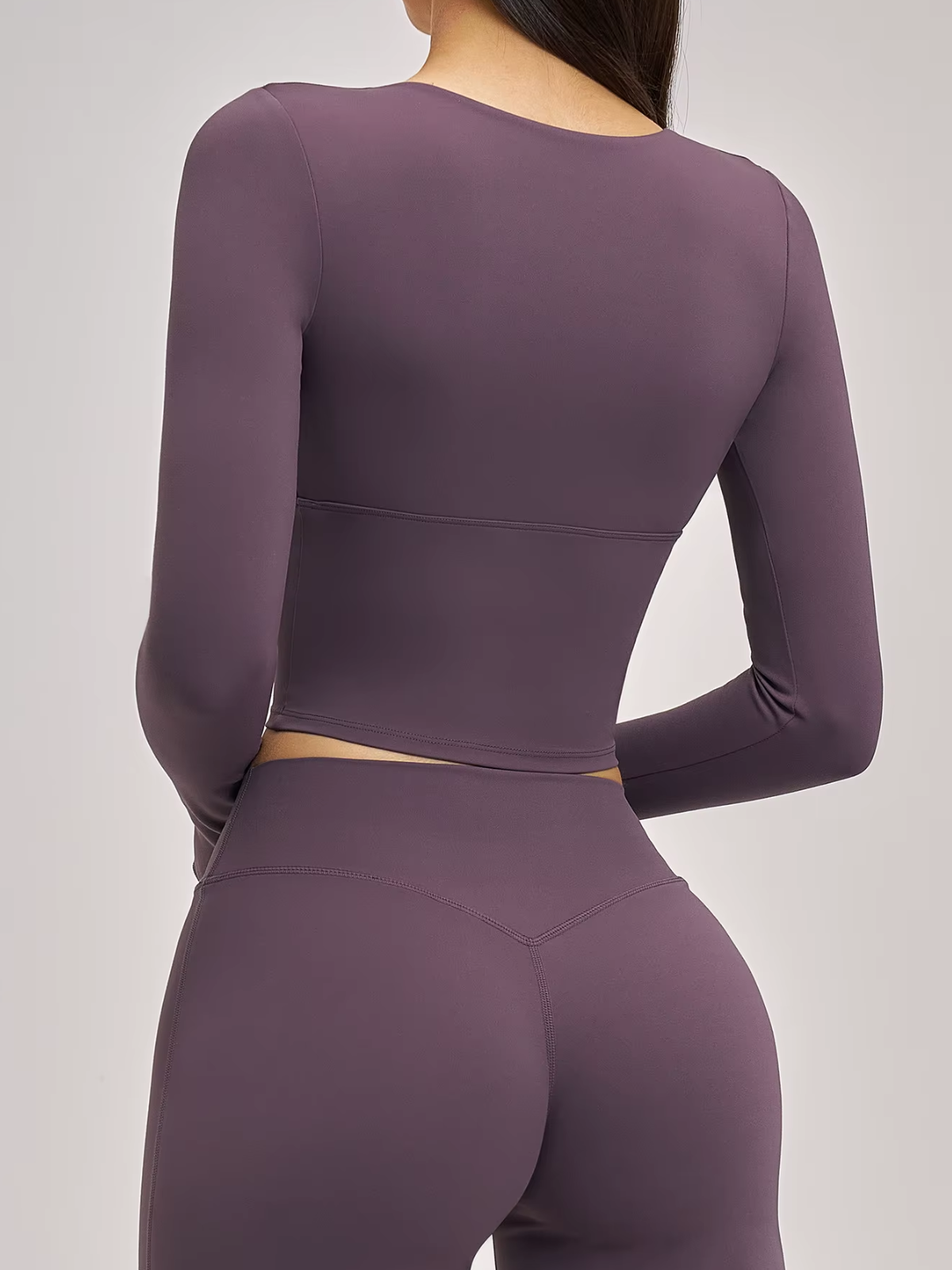Twist Front Wrap V-Neck Long Sleeve Cropped Top